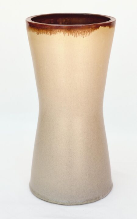 vase diabolo ivoire et kaki